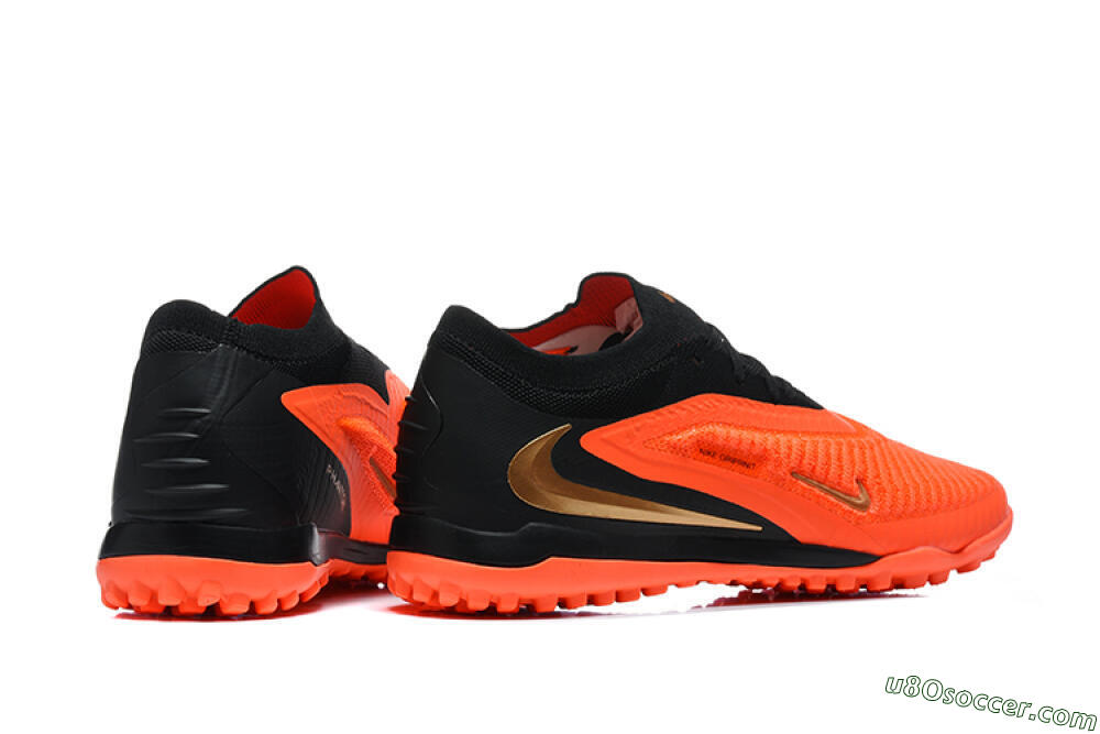 Nike Phantom 6 Elite Low TF Artificial Turf Soccer Shoes - Orange/Black/Metallic Gold 9