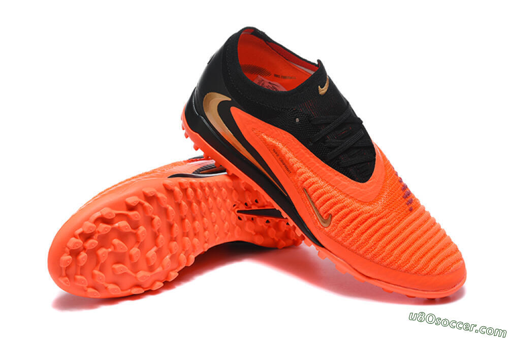 Nike Phantom 6 Elite Low TF Artificial Turf Soccer Shoes - Orange/Black/Metallic Gold 4