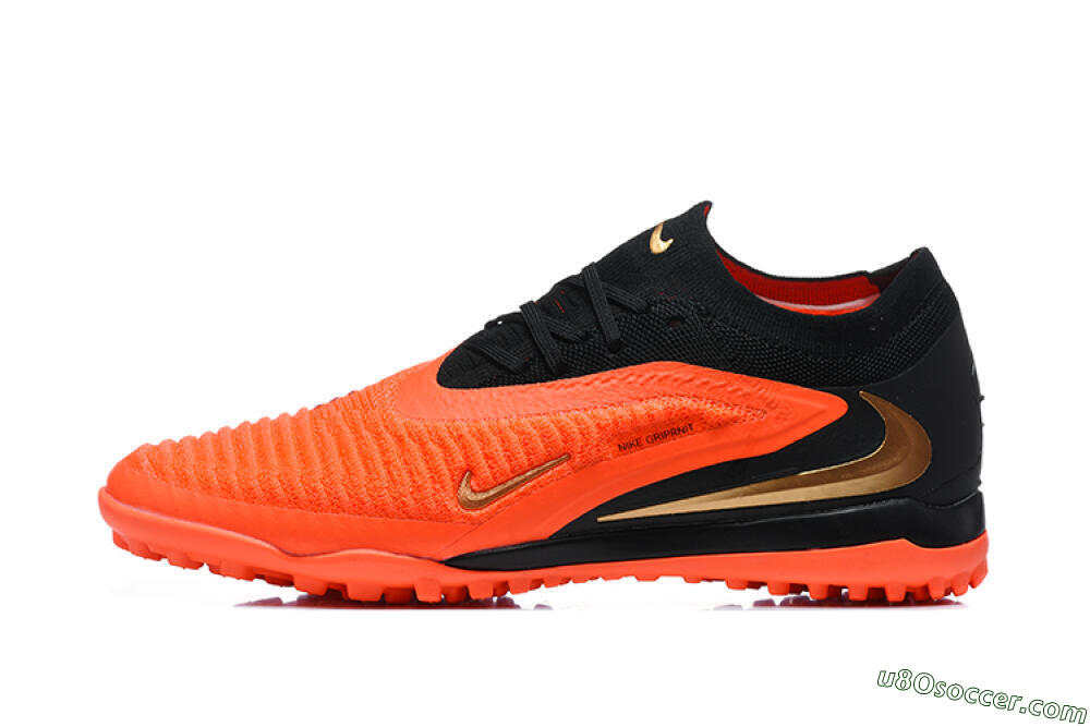 Nike Phantom 6 Elite Low TF Artificial Turf Soccer Shoes - Orange/Black/Metallic Gold 2