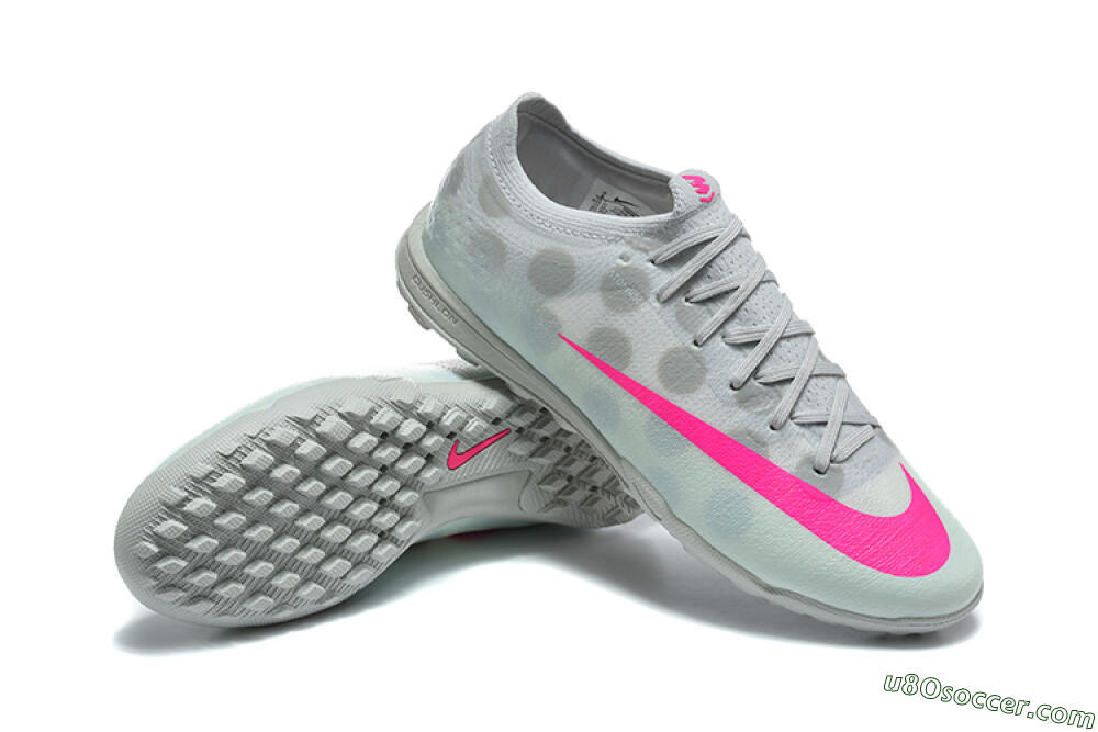 Nike Air Zoom Mercurial Vapor 17 Elite TF Artificial Turf Soccer Shoes - Grey/Wolf Grey/Hyper Pink 4