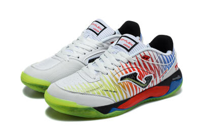 Joma Top Flex IC Indoor & Futsal Soccer Shoes - White/Multi-Color/Neon Green
