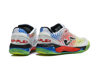 Joma Top Flex IC Indoor & Futsal Soccer Shoes - White/Multi-Color/Neon Green