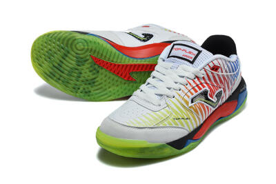 Joma Top Flex IC Indoor & Futsal Soccer Shoes - White/Multi-Color/Neon Green