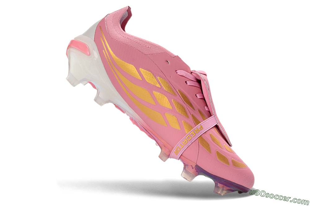 Adidas Predator 26 Elite Fold-Over Tongue FG Firm Ground Soccer Cleats - Pink/Blush Pink/Metallic Silver 5