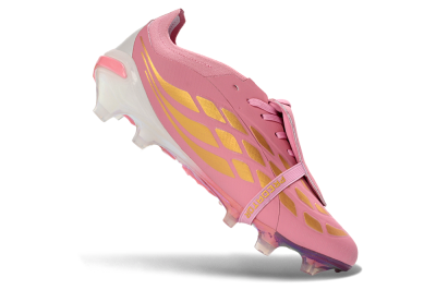 Adidas Predator 26 Elite Fold-Over Tongue FG Firm Ground Soccer Cleats - Pink/Blush Pink/Metallic Silver