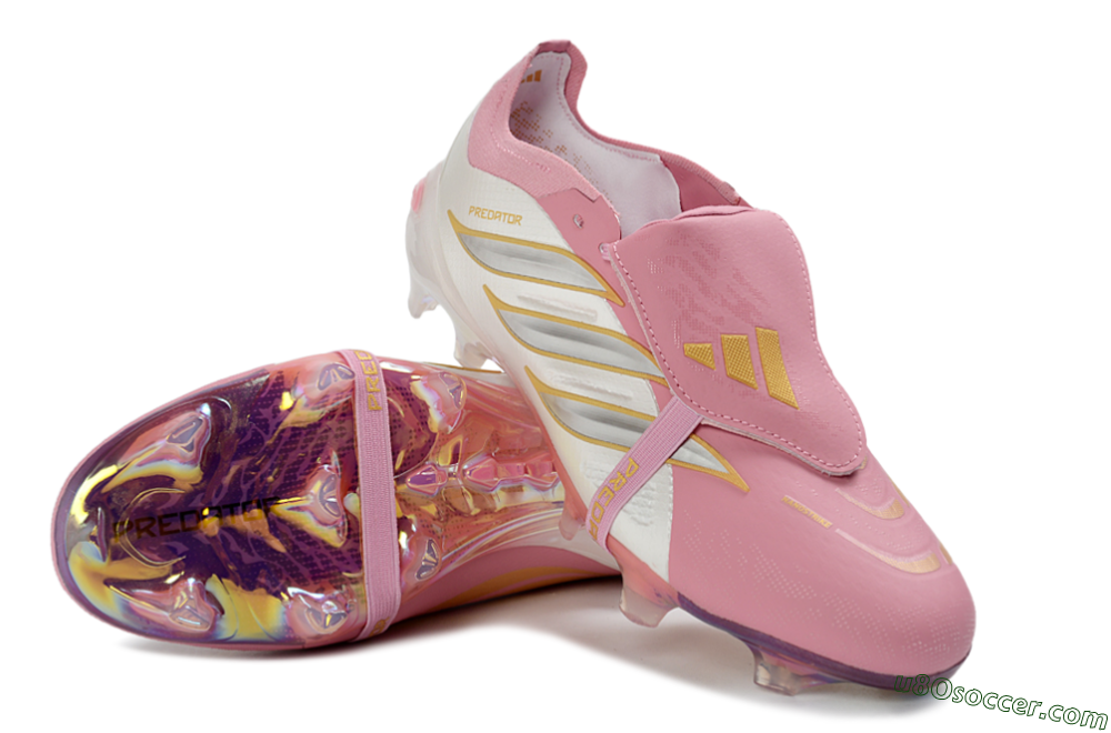 Adidas Predator 26 Elite Fold-Over Tongue FG Firm Ground Soccer Cleats - Pink/Blush Pink/Metallic Silver 4