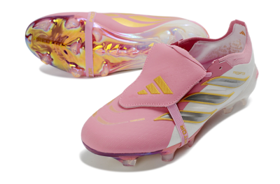 Adidas Predator 26 Elite Fold-Over Tongue FG Firm Ground Soccer Cleats - Pink/Blush Pink/Metallic Silver
