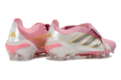 Adidas Predator 26 Elite Fold-Over Tongue FG Firm Ground Soccer Cleats - Pink/Blush Pink/Metallic Silver