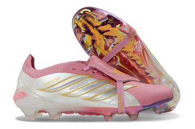 Adidas Predator 26 Elite Fold-Over Tongue FG Firm Ground Soccer Cleats - Pink/Blush Pink/Metallic Silver
