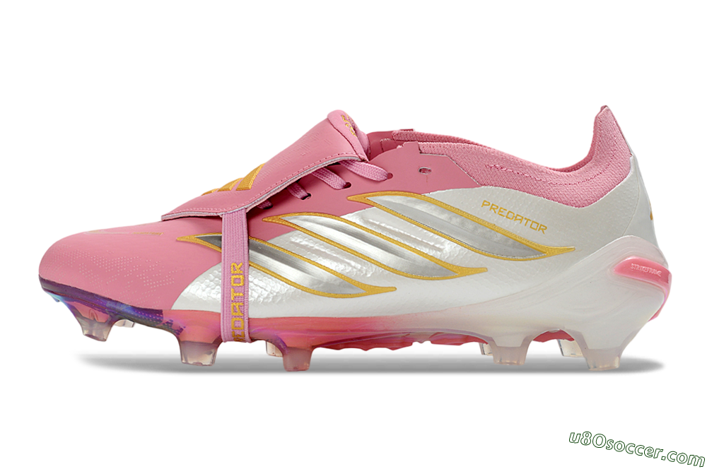 Adidas Predator 26 Elite Fold-Over Tongue FG Firm Ground Soccer Cleats - Pink/Blush Pink/Metallic Silver 2