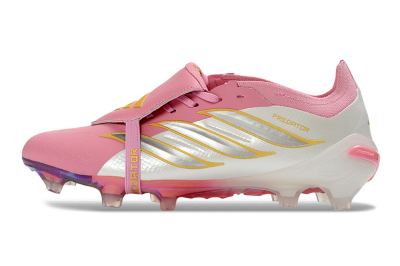 Adidas Predator 26 Elite Fold-Over Tongue FG Firm Ground Soccer Cleats - Pink/Blush Pink/Metallic Silver