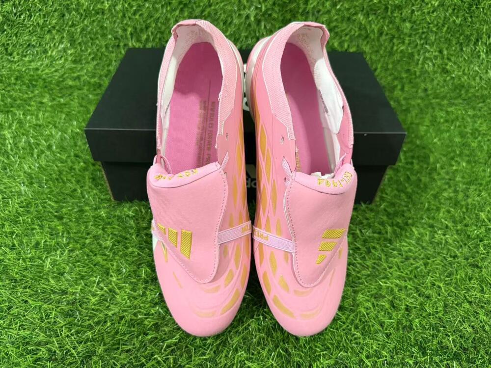 Adidas Predator 26 Elite Fold-Over Tongue FG Firm Ground Soccer Cleats - Pink/Blush Pink/Metallic Silver