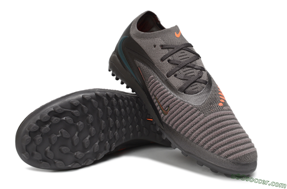 Nike Phantom 6 Elite Low TF Artificial Turf Soccer Shoes - Grey/Dark Smoke Grey/Total Orange 3