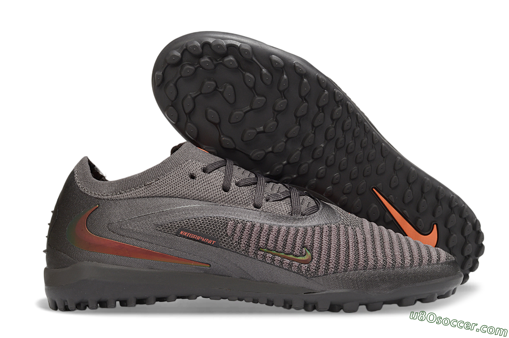 Nike Phantom 6 Elite Low TF Artificial Turf Soccer Shoes - Grey/Dark Smoke Grey/Total Orange 1