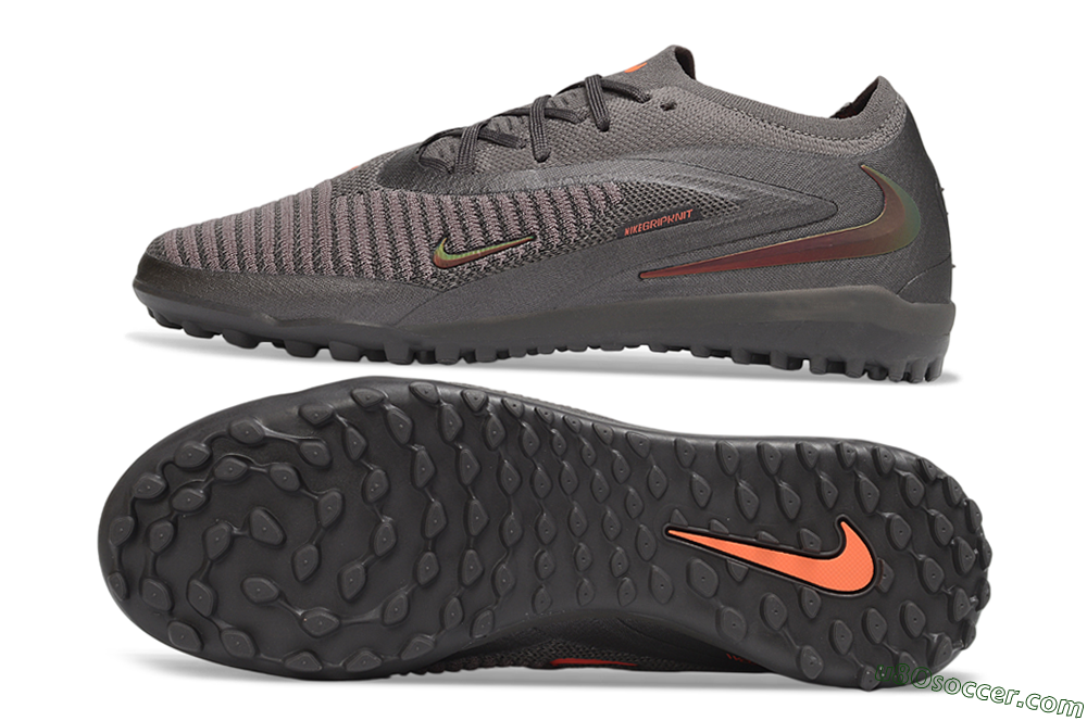 Nike Phantom 6 Elite Low TF Artificial Turf Soccer Shoes - Grey/Dark Smoke Grey/Total Orange 0