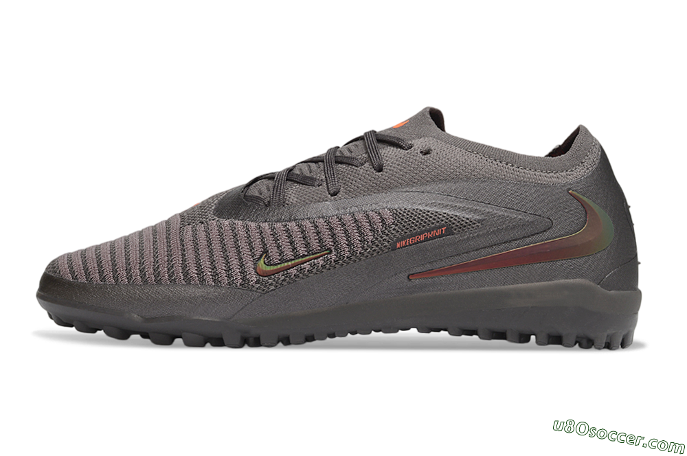 Nike Phantom 6 Elite Low TF Artificial Turf Soccer Shoes - Grey/Dark Smoke Grey/Total Orange 2