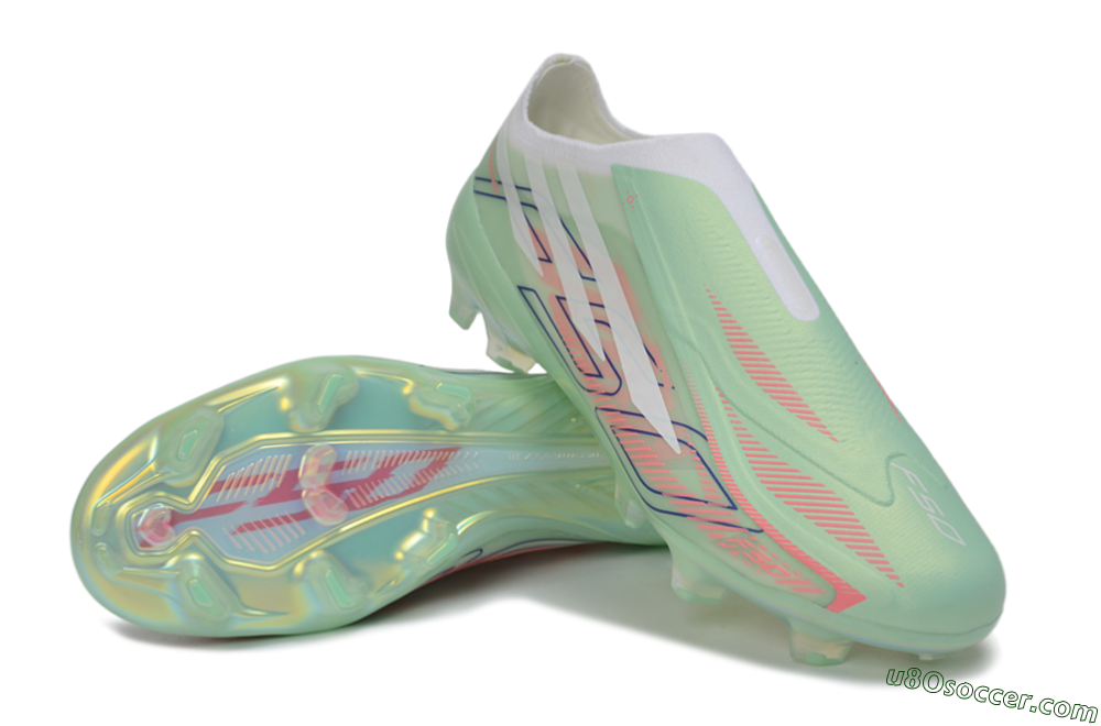 Adidas F50 Hyperfast Elite Laceless FG Firm Ground Soccer Cleats - Green/Mint/Iridescent 3