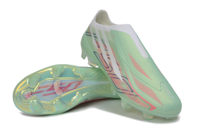 Adidas F50 Hyperfast Elite Laceless FG Firm Ground Soccer Cleats - Green/Mint/Iridescent