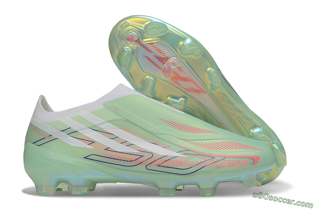 Adidas F50 Hyperfast Elite Laceless FG Firm Ground Soccer Cleats - Green/Mint/Iridescent 1