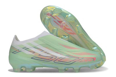 Adidas F50 Hyperfast Elite Laceless FG Firm Ground Soccer Cleats - Green/Mint/Iridescent
