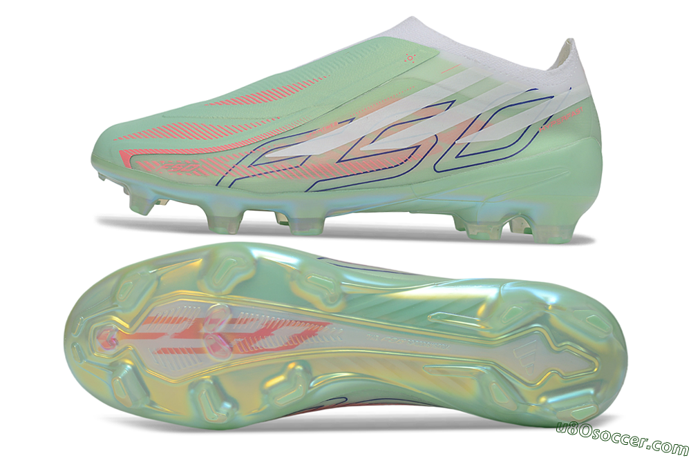 Adidas F50 Hyperfast Elite Laceless FG Firm Ground Soccer Cleats - Green/Mint/Iridescent 0
