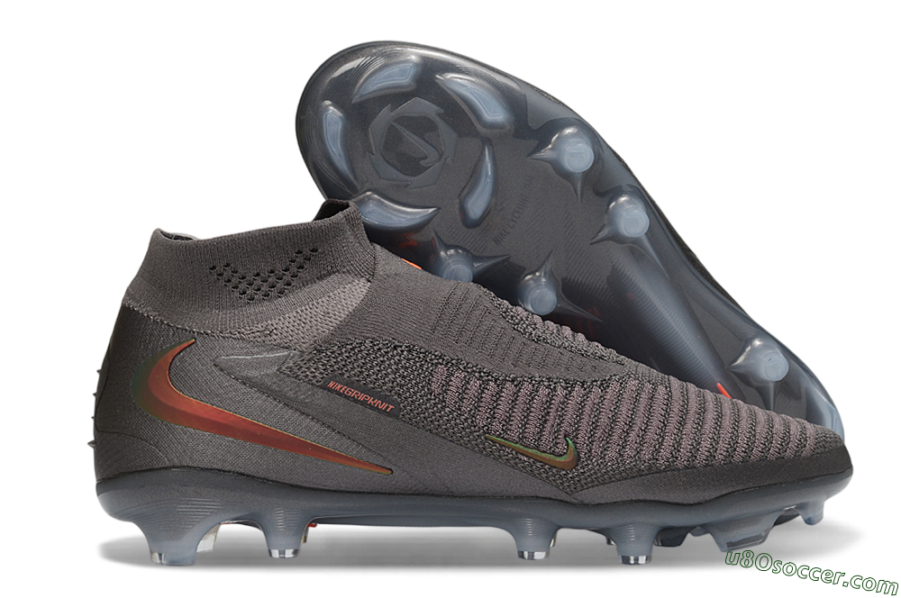 Nike Phantom 6 Elite High FG Firm Ground Soccer Cleats - Grey/Iron Grey/Metallic Copper 1