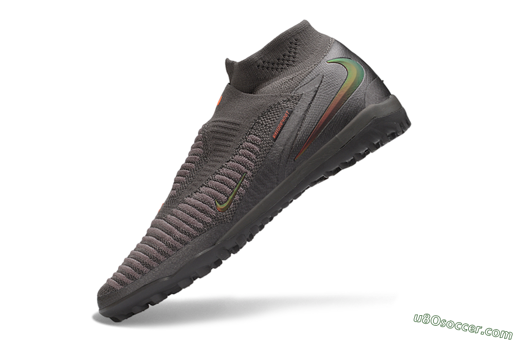 Nike Phantom 6 Elite High TF Artificial Turf Soccer Shoes - Grey/Iron Grey/Total Orange 5