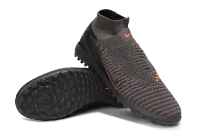 Nike Phantom 6 Elite High TF Artificial Turf Soccer Shoes - Grey/Iron Grey/Total Orange