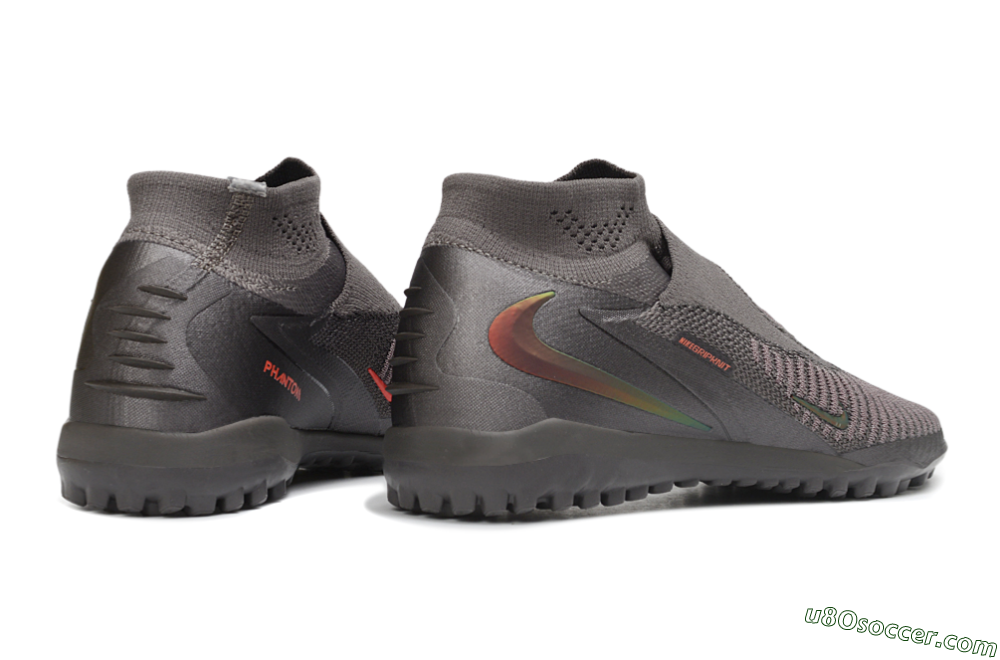 Nike Phantom 6 Elite High TF Artificial Turf Soccer Shoes - Grey/Iron Grey/Total Orange 6
