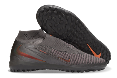 Nike Phantom 6 Elite High TF Artificial Turf Soccer Shoes - Grey/Iron Grey/Total Orange