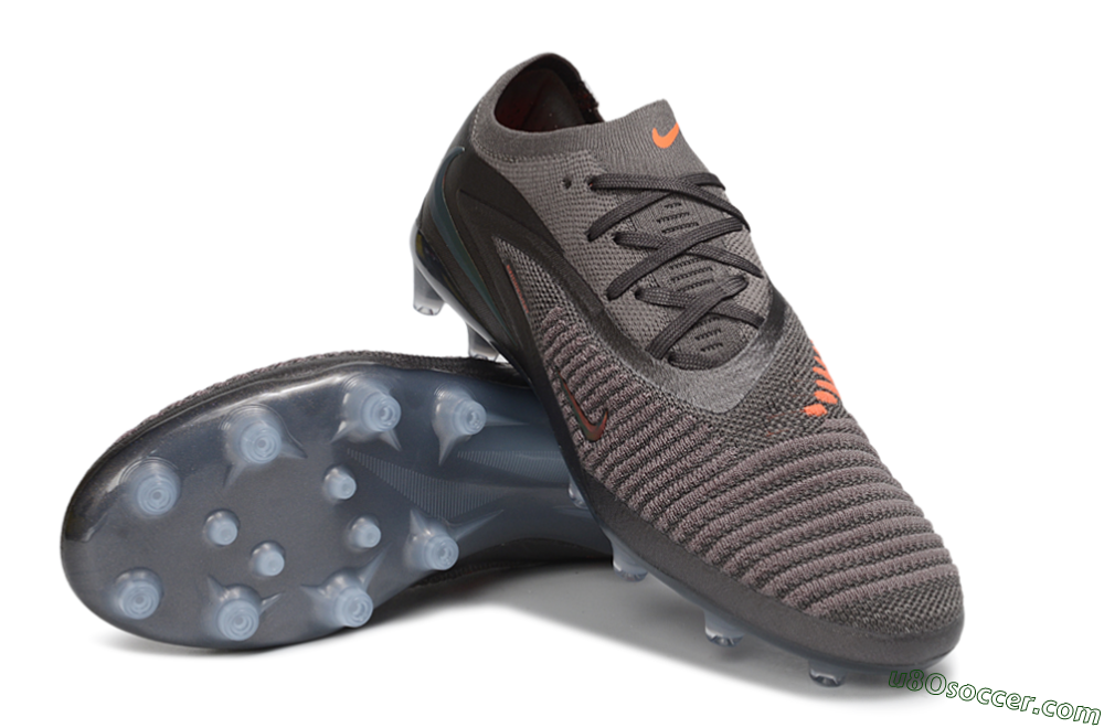 Nike Phantom 6 Elite Low AG Artificial Grass Soccer Cleats - Grey/Dark Smoke Grey/Total Orange 3