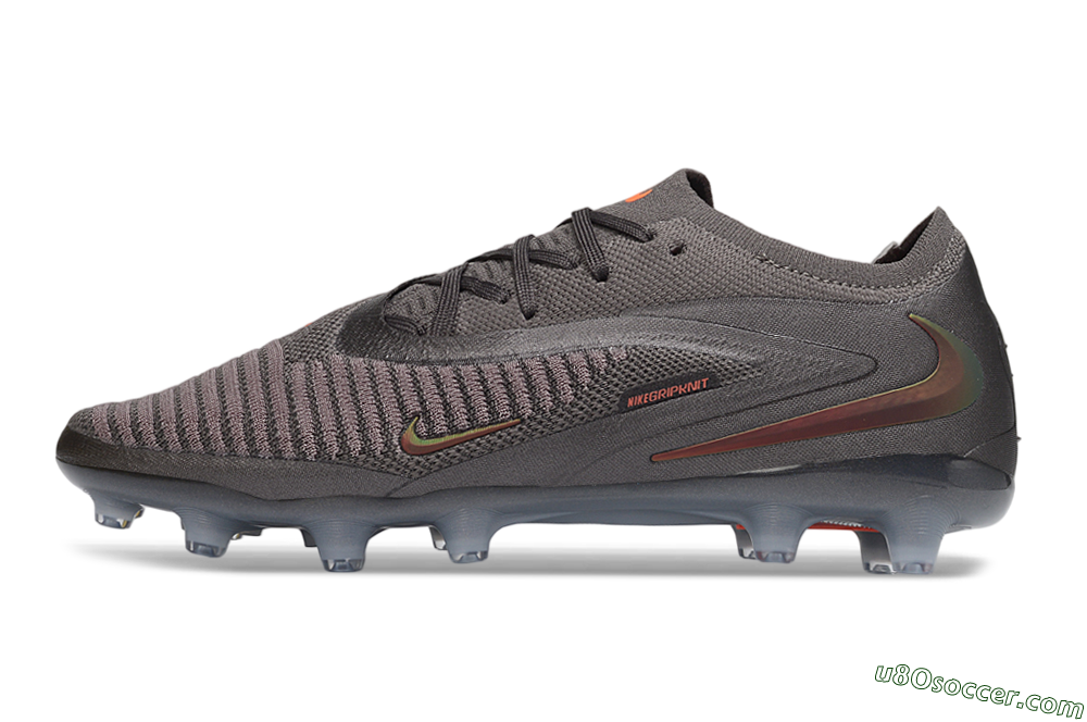 Nike Phantom 6 Elite Low AG Artificial Grass Soccer Cleats - Grey/Dark Smoke Grey/Total Orange 2