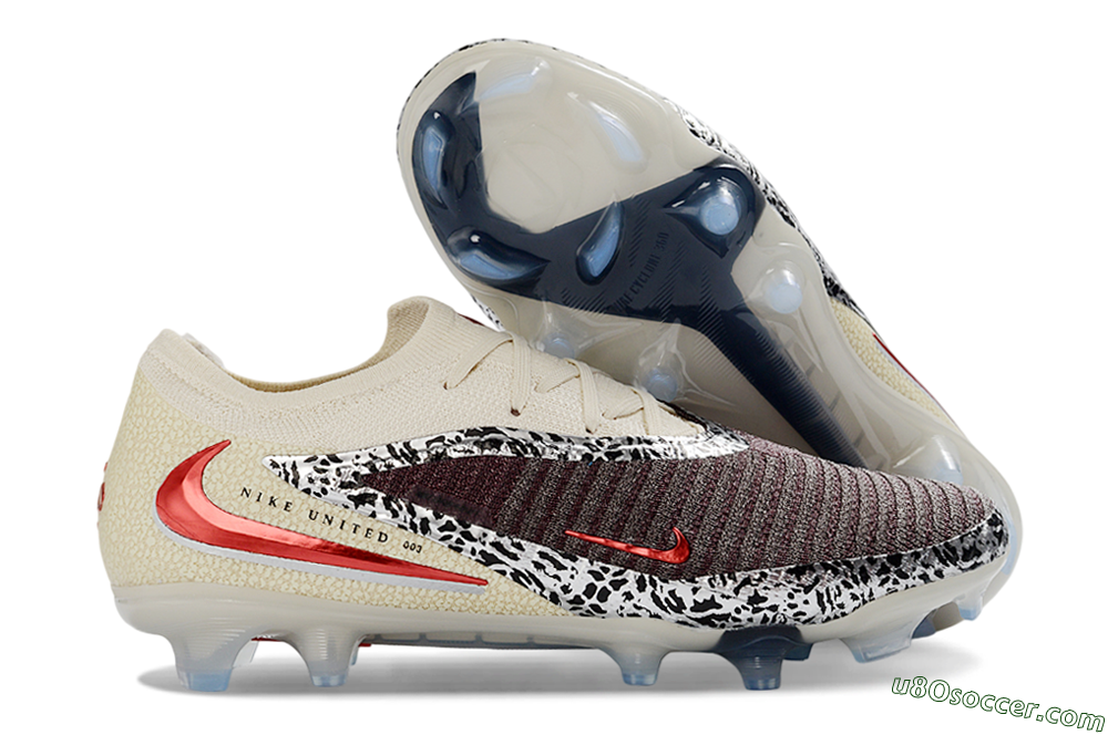 Nike Phantom 6 Elite Low FG Firm Ground Soccer Cleats - Beige/Off-White/Dark Maroon 1