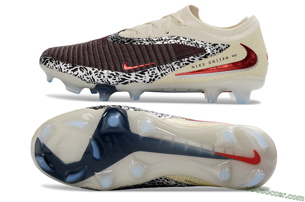 Nike Phantom 6 Elite Low FG Firm Ground Soccer Cleats - Beige/Off-White/Dark Maroon 0