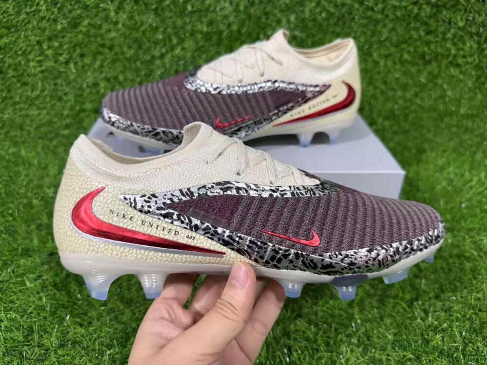 Nike Phantom 6 Elite Low FG Firm Ground Soccer Cleats - Beige/Off-White/Dark Maroon