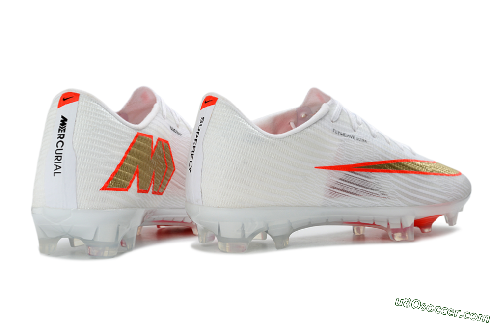 Nike Air Zoom Mercurial Superfly 11 Elite FG Firm Ground Soccer Cleats - White/Metallic Gold/Bright Crimson 7