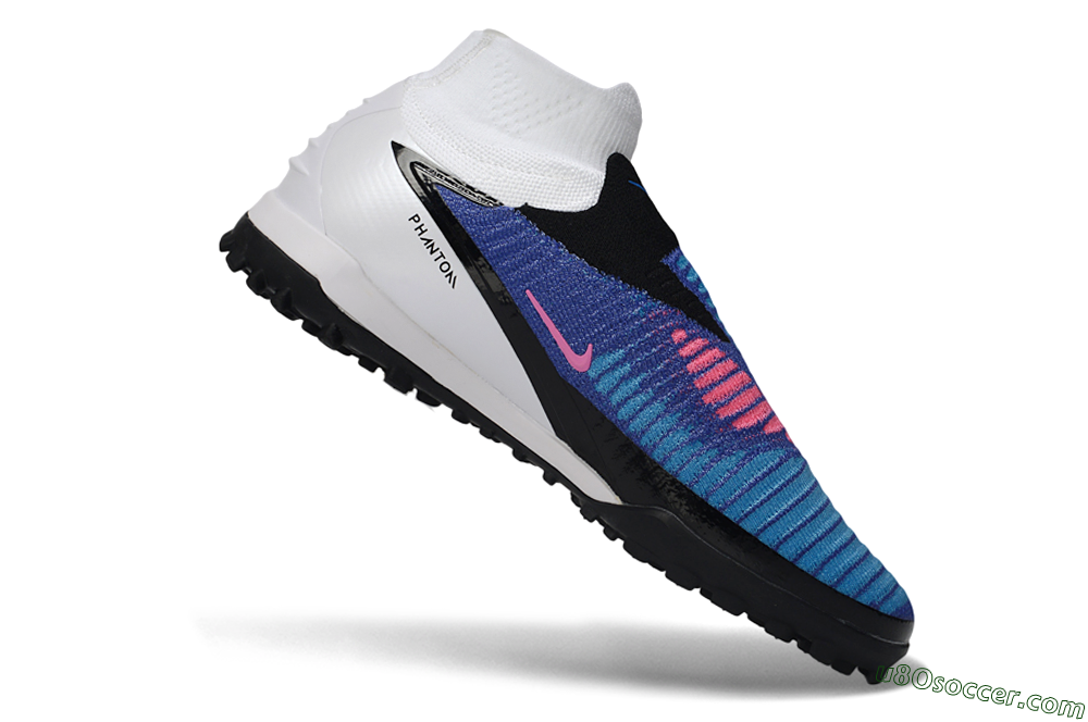 Nike Phantom 6 Elite High TF Artificial Turf Soccer Shoes - Blue/Baltic Blue/Hyper Pink 4