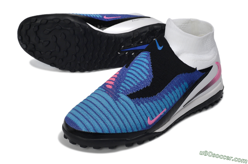 Nike Phantom 6 Elite High TF Artificial Turf Soccer Shoes - Blue/Baltic Blue/Hyper Pink 3