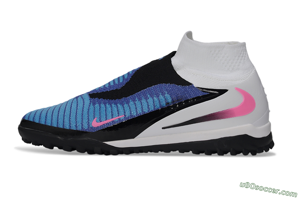 Nike Phantom 6 Elite High TF Artificial Turf Soccer Shoes - Blue/Baltic Blue/Hyper Pink 2