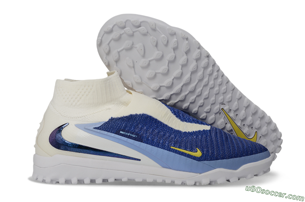 Nike Phantom 6 Elite High TF Artificial Turf Soccer Shoes - Blue/Coconut Milk/Photo Blue 1