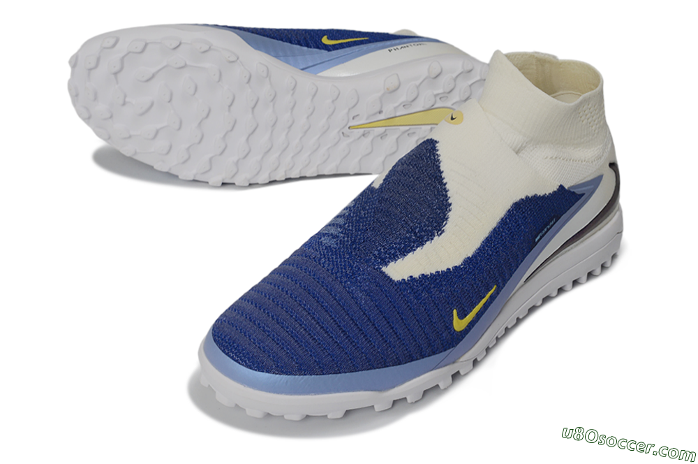 Nike Phantom 6 Elite High TF Artificial Turf Soccer Shoes - Blue/Coconut Milk/Photo Blue 3