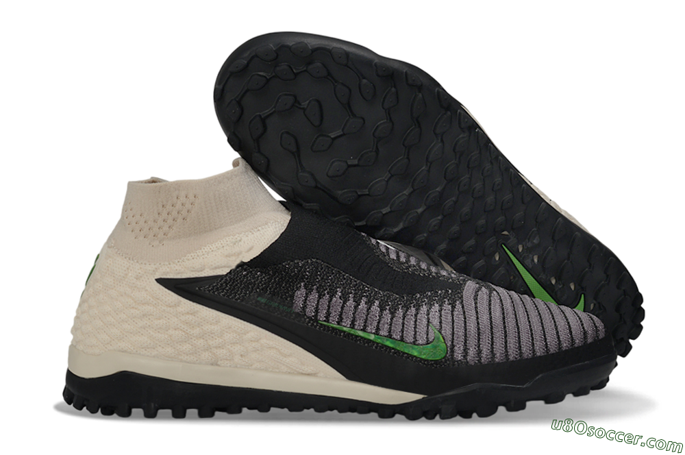 Nike Phantom 6 Elite High TF Artificial Turf Soccer Shoes - Black/Light Cream/Electric Green 1