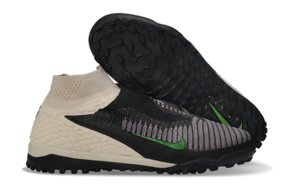 Nike Phantom 6 Elite High TF Artificial Turf Soccer Shoes - Black/Light Cream/Electric Green