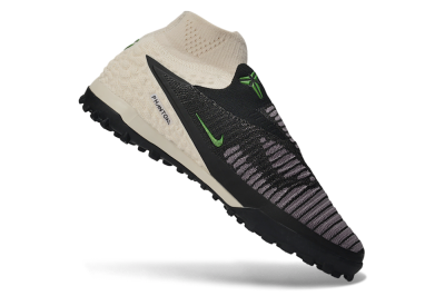 Nike Phantom 6 Elite High TF Artificial Turf Soccer Shoes - Black/Light Cream/Electric Green