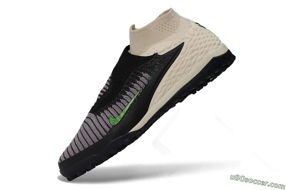 Nike Phantom 6 Elite High TF Artificial Turf Soccer Shoes - Black/Light Cream/Electric Green 5