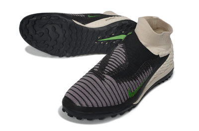 Nike Phantom 6 Elite High TF Artificial Turf Soccer Shoes - Black/Light Cream/Electric Green