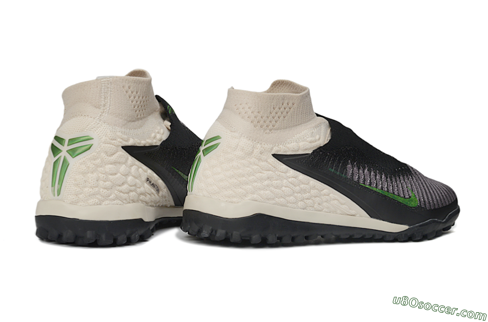 Nike Phantom 6 Elite High TF Artificial Turf Soccer Shoes - Black/Light Cream/Electric Green 6
