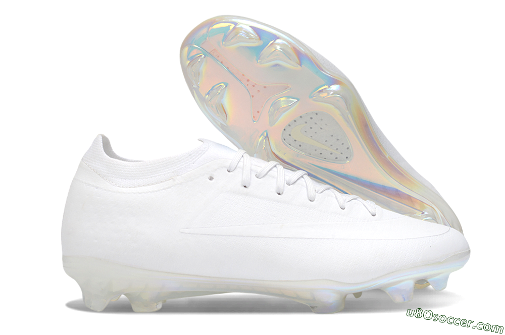 Nike Air Zoom Mercurial Vapor 17 Elite FG Firm Ground Soccer Cleats - White/Triple White/Iridescent Sole 1