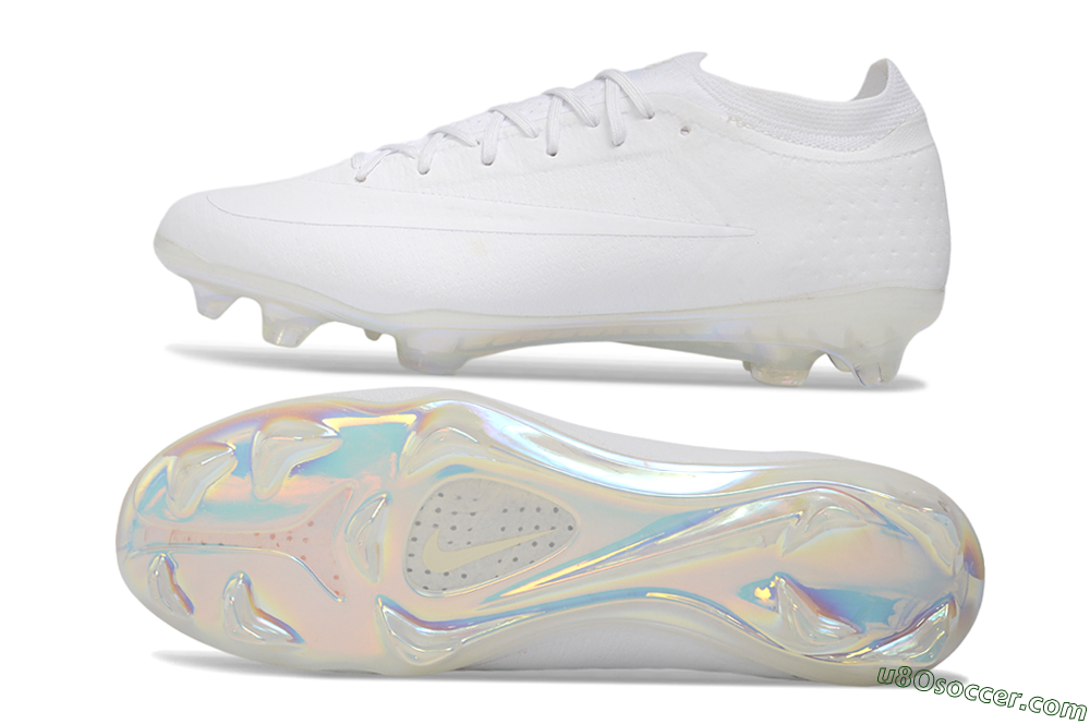 Nike Air Zoom Mercurial Vapor 17 Elite FG Firm Ground Soccer Cleats - White/Triple White/Iridescent Sole 0