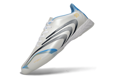 Adidas F50 Elite Tunit IC Indoor & Futsal Soccer Shoes - White/Sky Blue/Navy